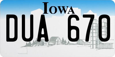 IA license plate DUA670