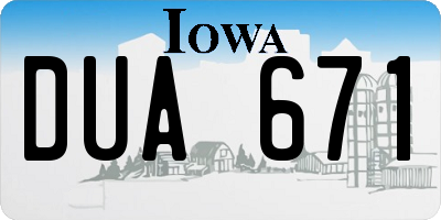 IA license plate DUA671