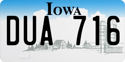 IA license plate DUA716
