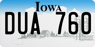 IA license plate DUA760
