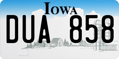 IA license plate DUA858