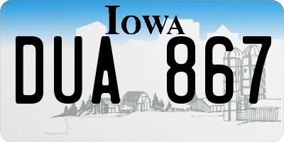 IA license plate DUA867