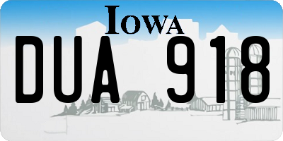 IA license plate DUA918