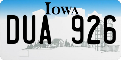IA license plate DUA926
