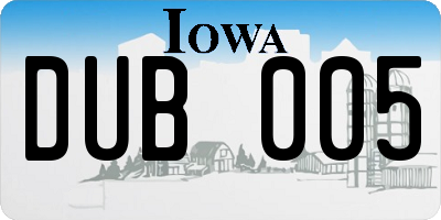 IA license plate DUB005
