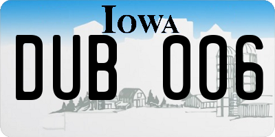 IA license plate DUB006