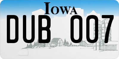 IA license plate DUB007