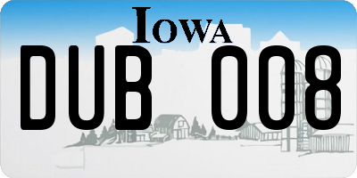 IA license plate DUB008