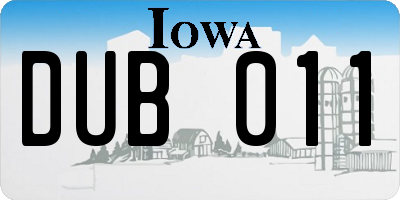 IA license plate DUB011