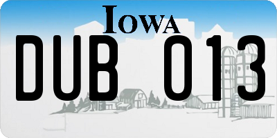 IA license plate DUB013