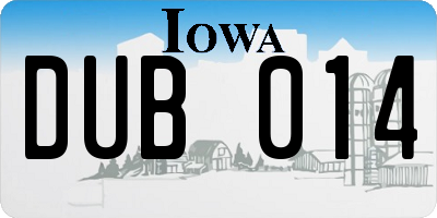 IA license plate DUB014