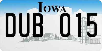 IA license plate DUB015