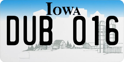 IA license plate DUB016