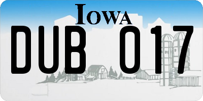 IA license plate DUB017