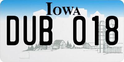 IA license plate DUB018