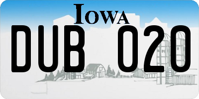 IA license plate DUB020