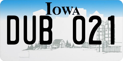 IA license plate DUB021