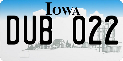 IA license plate DUB022