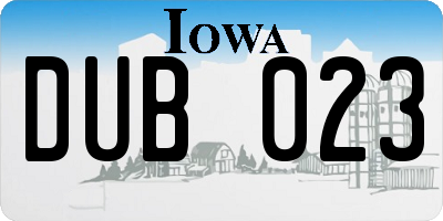 IA license plate DUB023