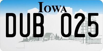 IA license plate DUB025
