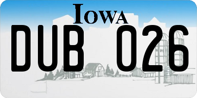 IA license plate DUB026
