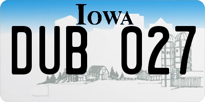 IA license plate DUB027