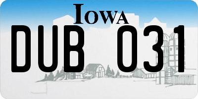 IA license plate DUB031