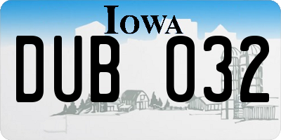 IA license plate DUB032