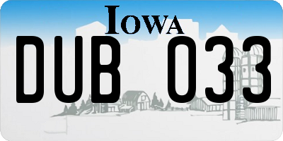 IA license plate DUB033