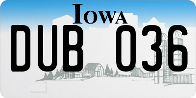 IA license plate DUB036