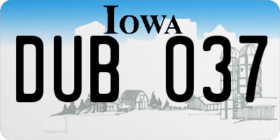 IA license plate DUB037