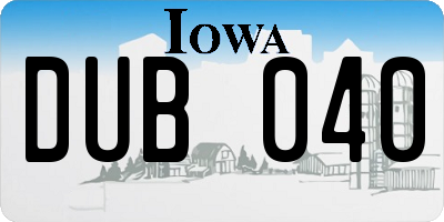 IA license plate DUB040