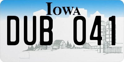 IA license plate DUB041