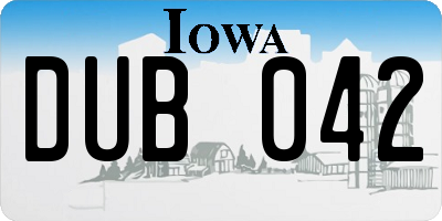 IA license plate DUB042