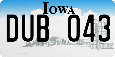 IA license plate DUB043