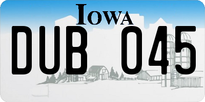 IA license plate DUB045