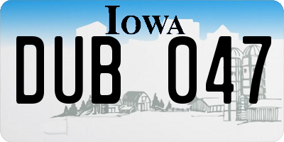 IA license plate DUB047