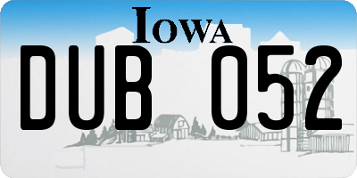 IA license plate DUB052
