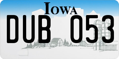 IA license plate DUB053