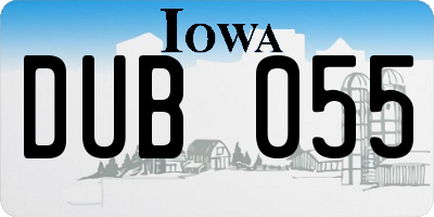 IA license plate DUB055