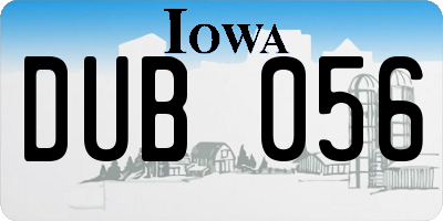 IA license plate DUB056
