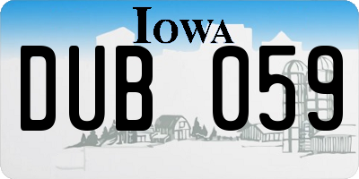 IA license plate DUB059