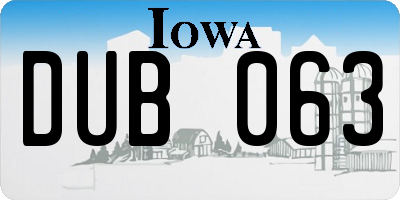 IA license plate DUB063