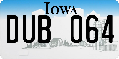 IA license plate DUB064