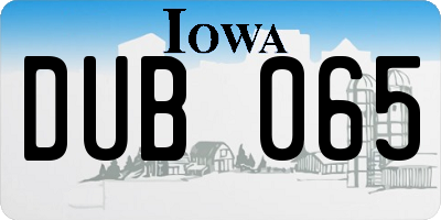 IA license plate DUB065
