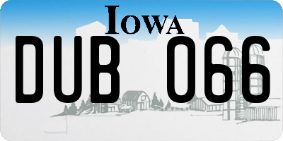 IA license plate DUB066