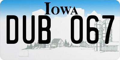 IA license plate DUB067