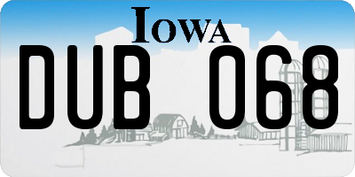 IA license plate DUB068