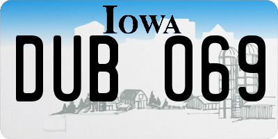IA license plate DUB069
