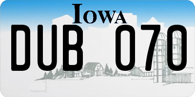 IA license plate DUB070